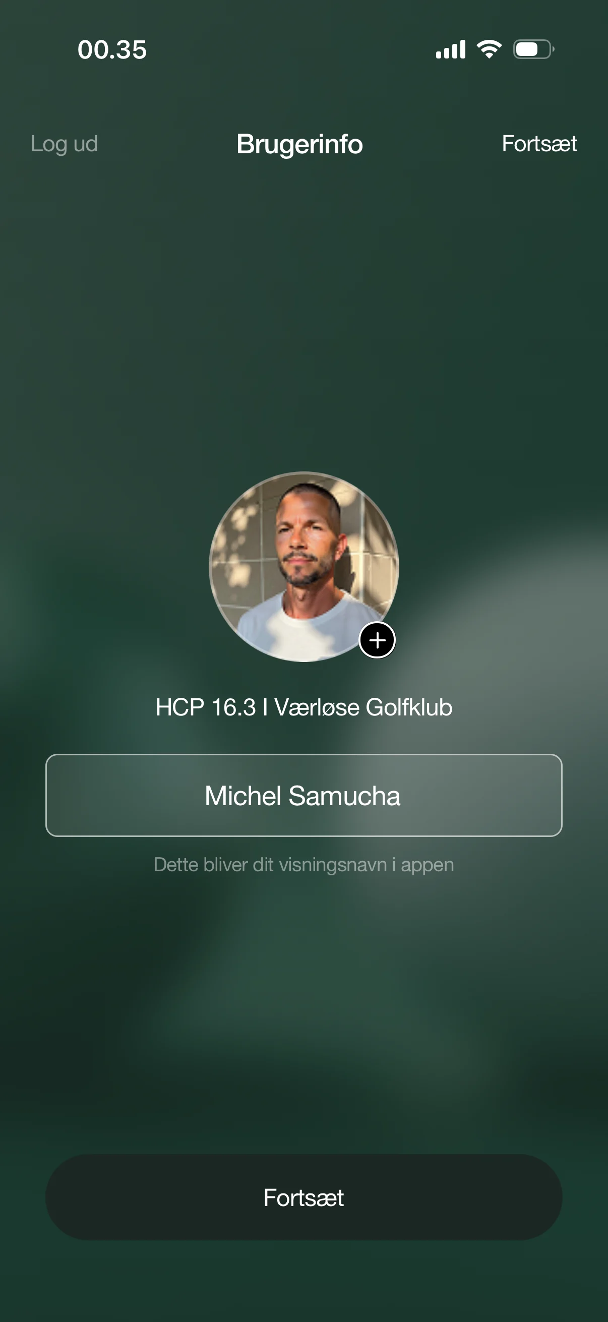 Your profile with official handicap